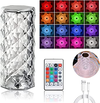 Diamond Rose Crystal Lamp