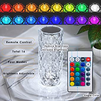 Diamond Rose Crystal Lamp