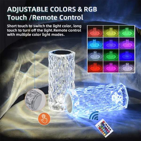 Diamond Rose Crystal Lamp