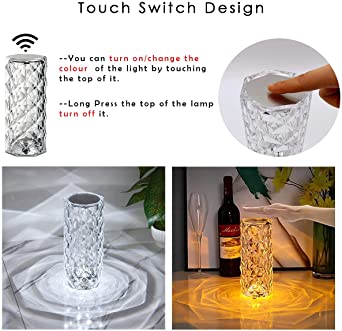 Diamond Rose Crystal Lamp